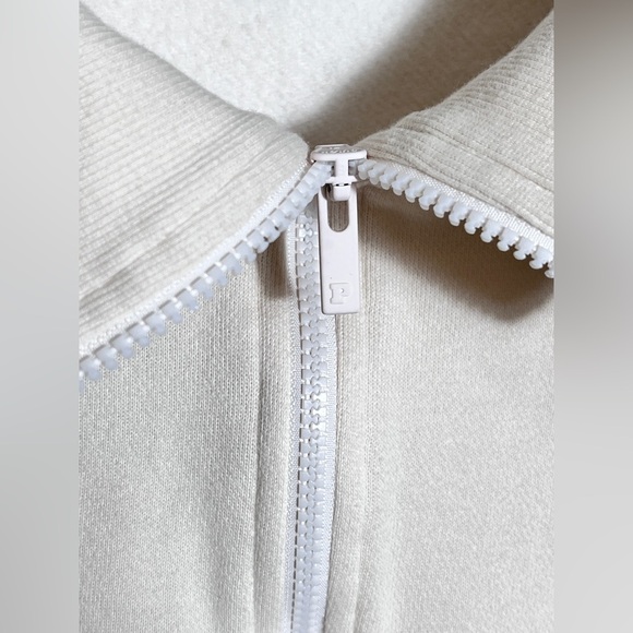 PINK Victoria Secret Cream White Sweater 1/4 zip Logo on Back XL - Picture 4 of 11